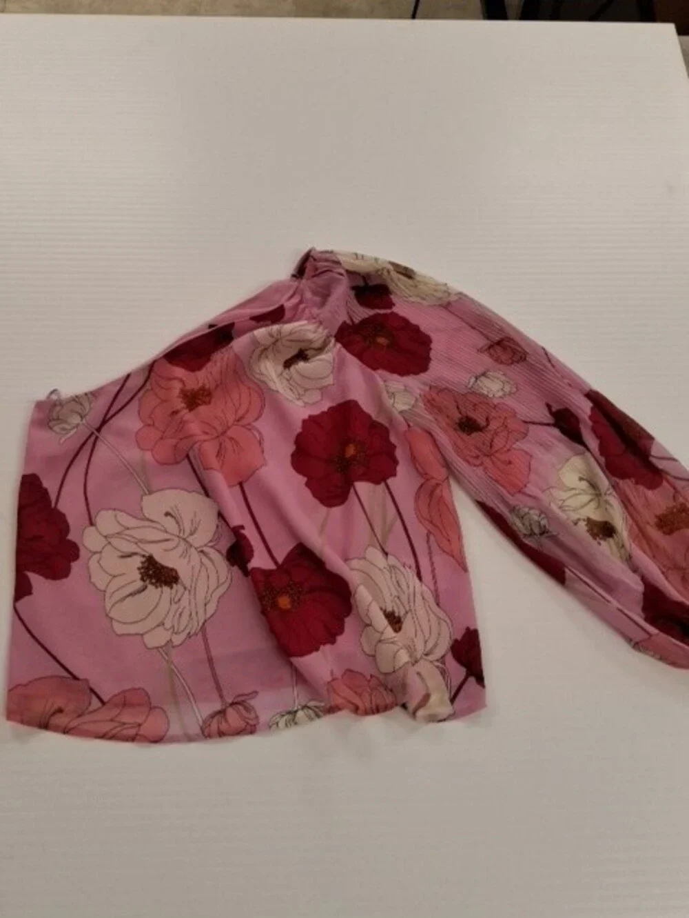 Express Pink Floral TOP with Red and Cream Blooms